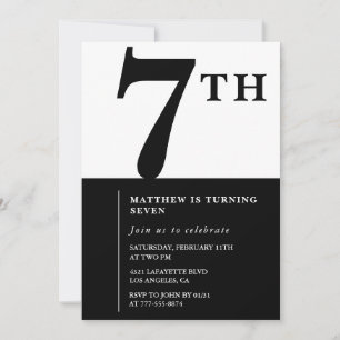 Invitation élégante pour 7ème anniversaire Black C