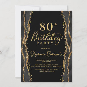 Invitation élégante pour 80 ans avec Agate Or Noir