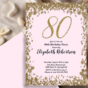 Invitation élégante pour 80 ans avec paillettes do