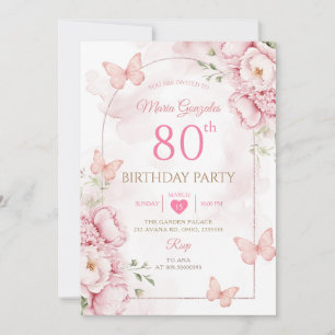 Invitation élégante pour 80e anniversaire papillon