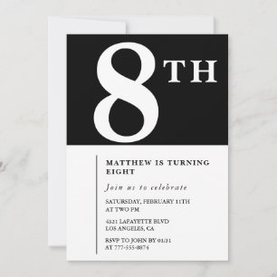 Invitation élégante pour 8 ans garçon chic noir