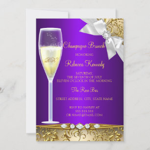 Invitation élégante pour brunch au champagne viole