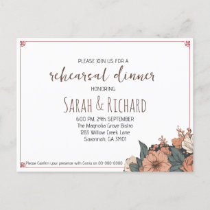 Invitation élégante pour dîner de répétition sur l