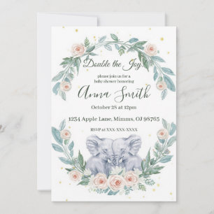 Invitation élégante pour la baby shower de jumeaux