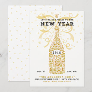 Invitation élégante pour la fête du Nouvel An 2018