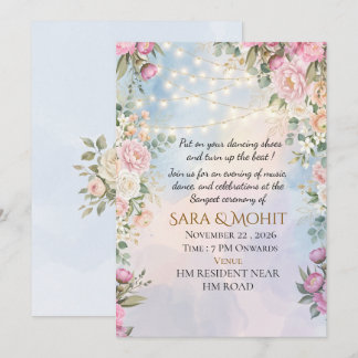 Invitation élégante pour la soirée Sangeet d'un ma