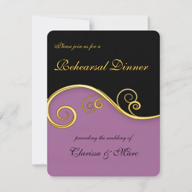 Invitation élégante pour le dîner de répétition (Devant)
