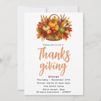 Invitation élégante pour le dîner de Thanksgiving