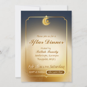 Invitation élégante pour le dîner d'Iftar bleu fon
