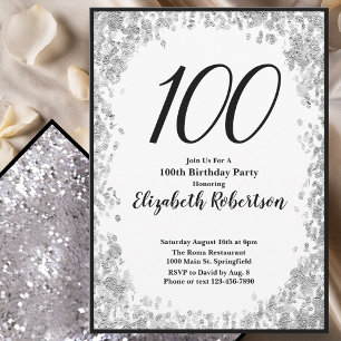Invitation élégante pour les 100 ans Argent et Noi