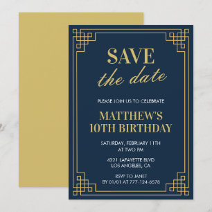 Invitation élégante pour les 10 ans d'un homme Enr