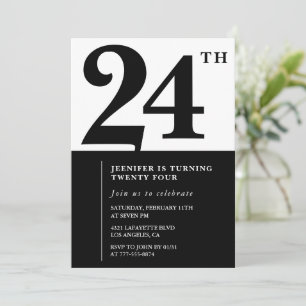 Invitation élégante pour les 24 ans d'une fille No
