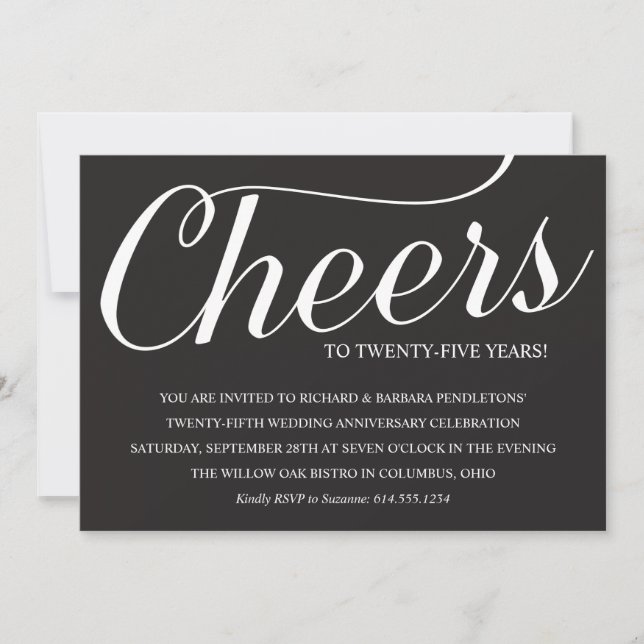 Invitation élégante pour les 25 ans de mariage (Devant)