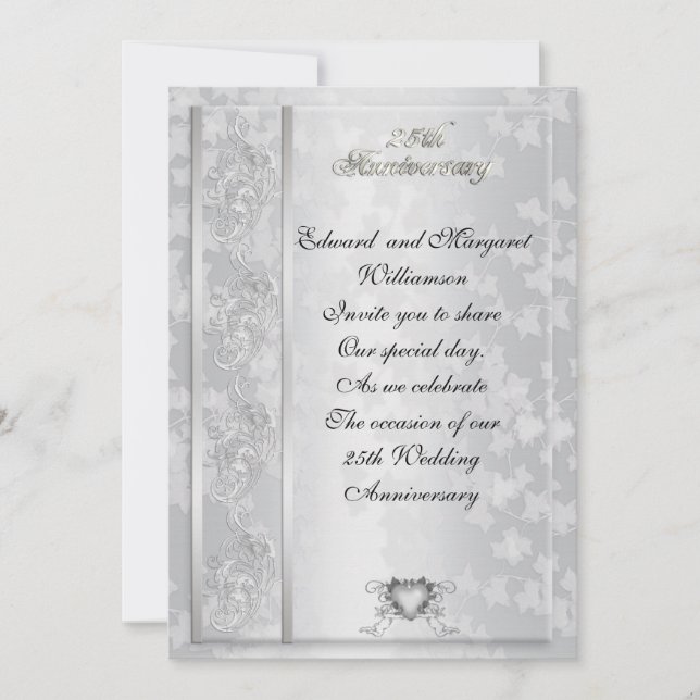 Invitation élégante pour les 25 ans de mariage (Devant)