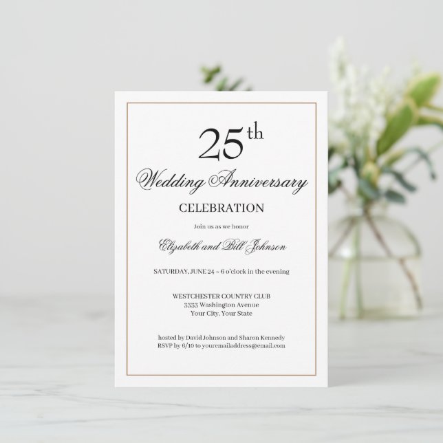 Invitation élégante pour les 25 ans de mariage en  (Debout devant)