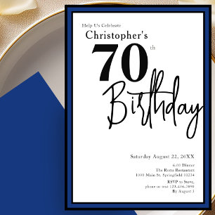 Invitation élégante pour les 70 ans avec noir et b