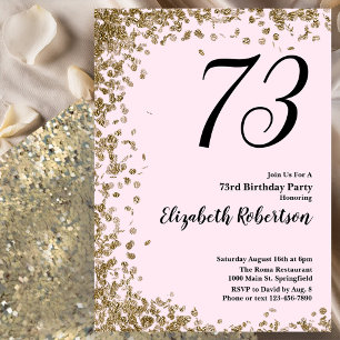 Invitation élégante pour les 73 ans avec sequins r