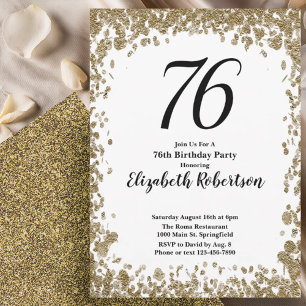Invitation élégante pour les 76 ans avec paillette
