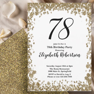 Invitation élégante pour les 78 ans avec des paill