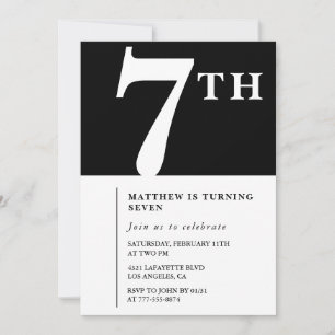 Invitation élégante pour les 7 ans garçon chic noi