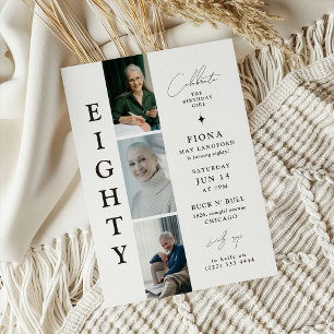 Invitation élégante pour les 80 ans avec une bande