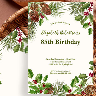 Invitation élégante pour les 85 ans avec verdure h