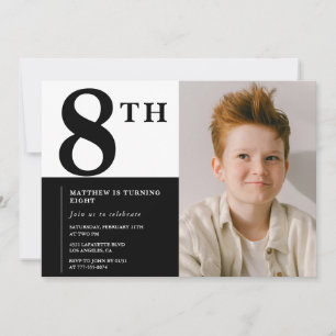 Invitation élégante pour les 8 ans Black Chic Mode