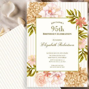 Invitation élégante pour les 95 ans avec des fleur