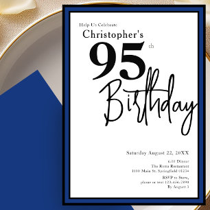 Invitation élégante pour les 95 ans, noir et bleu