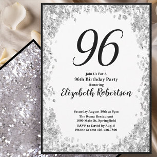 Invitation élégante pour les 96 ans Argent et Noir
