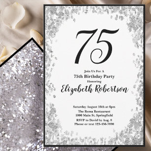 Invitation élégante pour ses 75 ans en argent pour