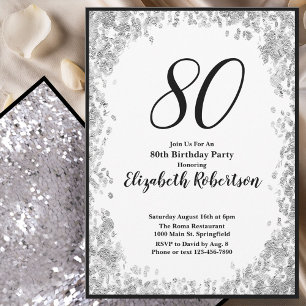 Invitation élégante pour ses 80 ans en argent pour