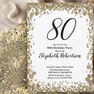 Invitation élégante pour ses 80 ans en or pour ell