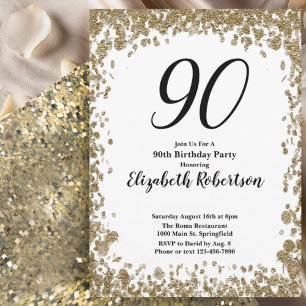 Invitation élégante pour ses 90 ans en or pour ell