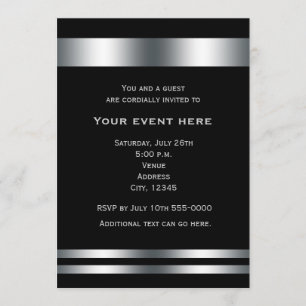 Invitation élégante pour soirée de dîner en noir e