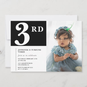 Invitation élégante pour un 3ème anniversaire Phot