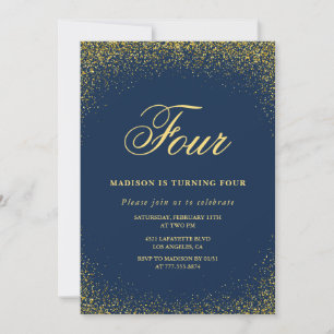 Invitation élégante pour un 4ème anniversaire Gold