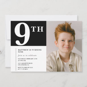 Invitation élégante pour un 9ème anniversaire Phot