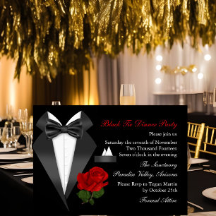 Invitation élégante pour un dîner en smoking et ro