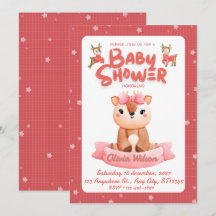 Invitation élégante pour une baby shower rose et r