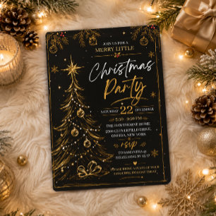 Invitation élégante pour une fête de Noël en or