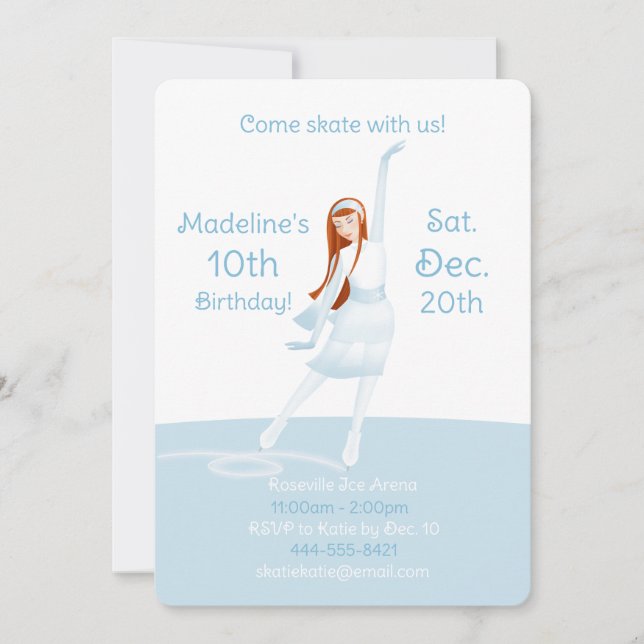 Invitation élégante pour une fête de patinage sur  (Devant)
