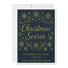Invitation élégante pour une soirée de Noël en or