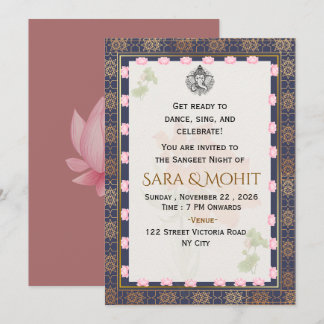 Invitation élégante pour une soirée de Sangeet ind