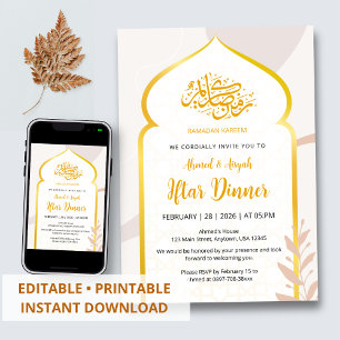 Invitation élégante pour une soirée Iftar avec arc
