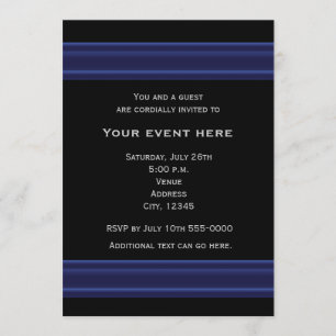 Invitation élégante pour une soirée noire et bleue