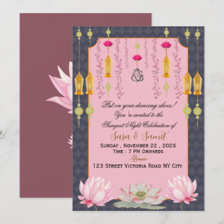 Invitation élégante pour une soirée Sangeet de mar