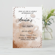 Invitation élégante pour une soirée thé à l'aquare