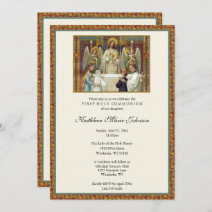 Invitation Élégante Première Sainte Communion Garçon Fille