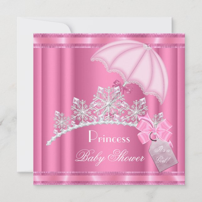 Invitation Élégante princesse Baby shower fille rose Tiara (Devant)